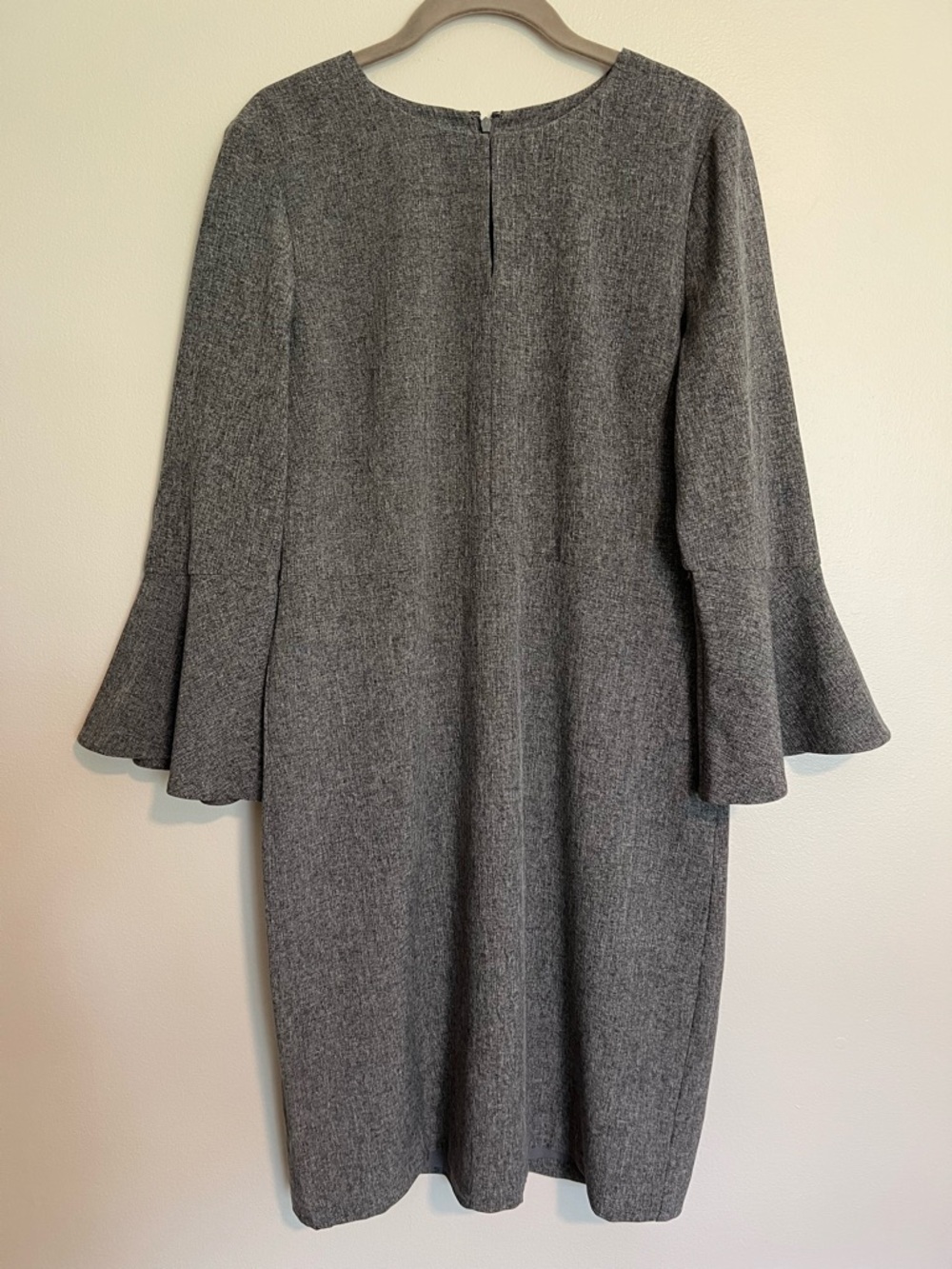 Ann Taylor Gray Bell-Sleeve Midi Dress